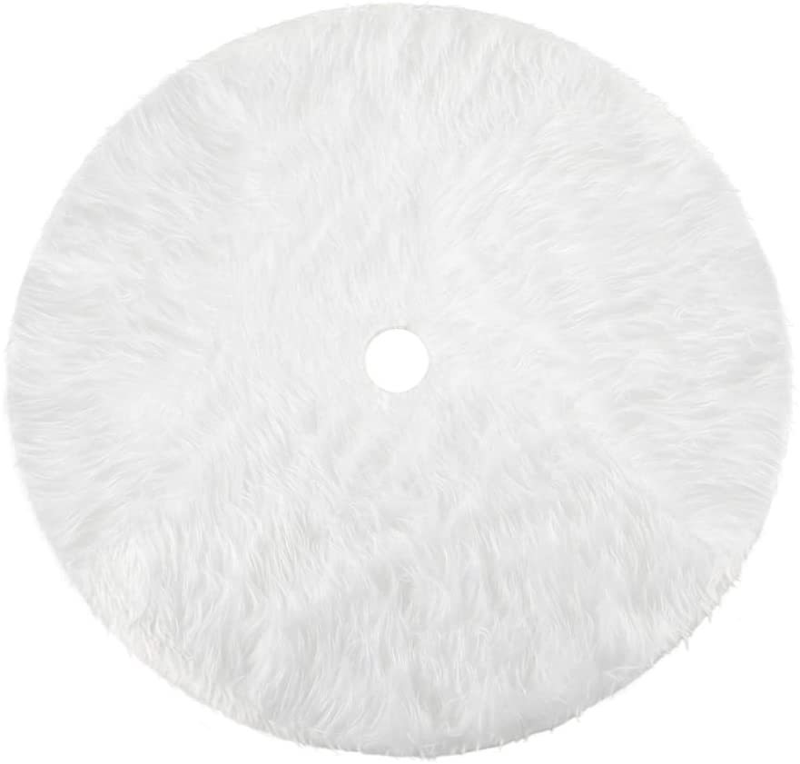 Skanto | Hvit Juletre Skjørt Plysj Faux Fur Juletre Teppe God Jul Juletre Dekorasjoner Ornament Nyttår Navidad Hjemmeinnredning