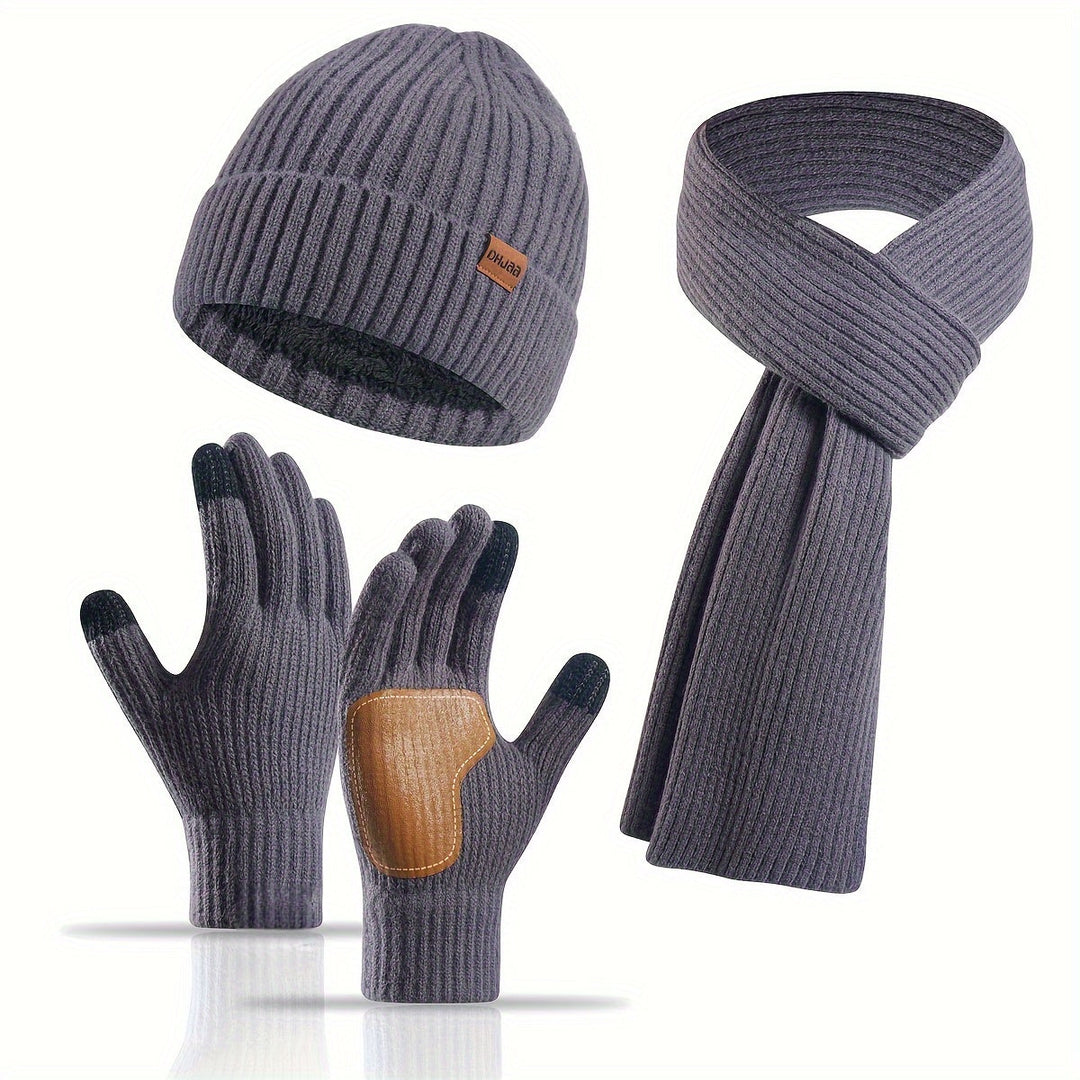 Skanto | Vinter Komfort Sett – Strikket Lue, skjerf og hansker for Unisex