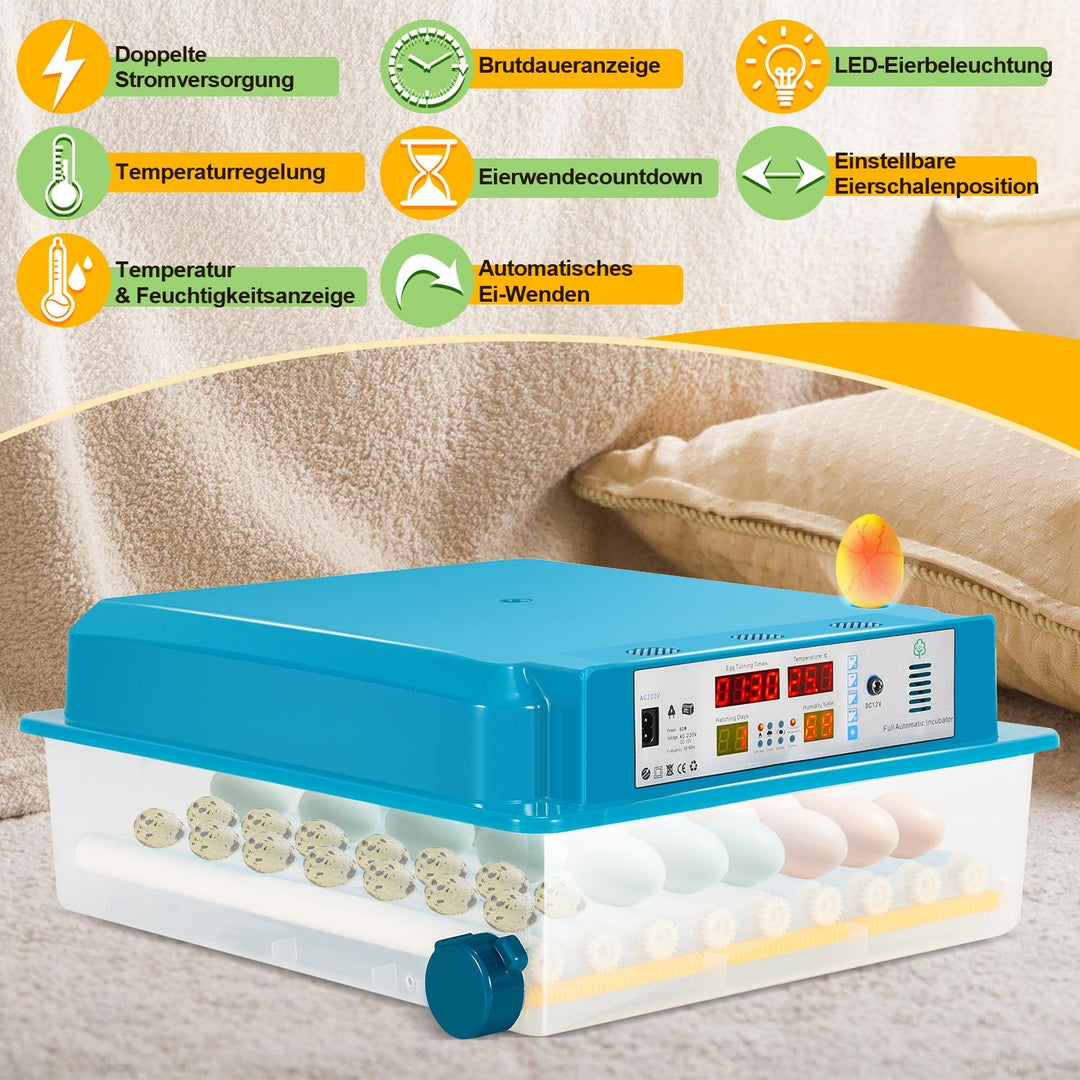 Brutautomat Helautomatiske Inkubator for Kyllinger 64 Egg | Skanto