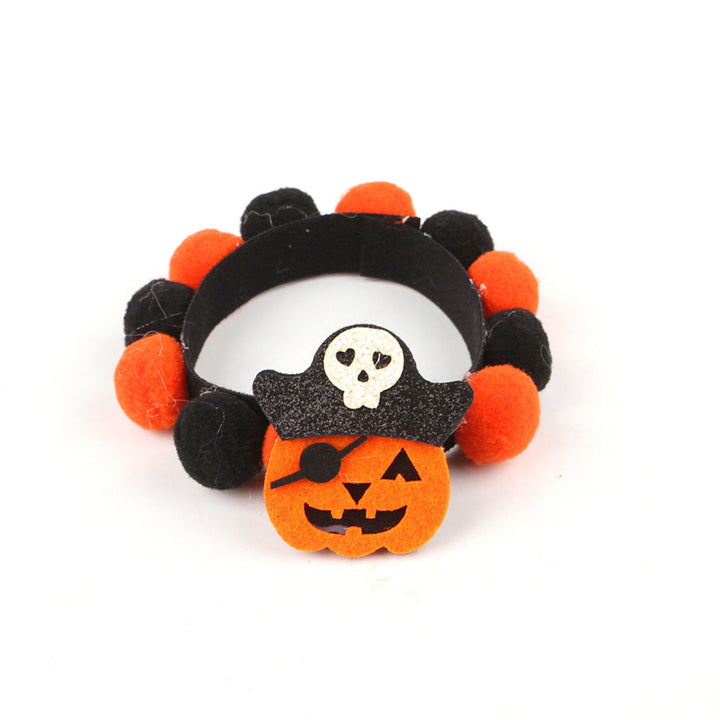 Skanto | Halloween Husdyrkrage – Justerbar Hund- og KattHals med Gresskar- og Hodeskalle-designs
