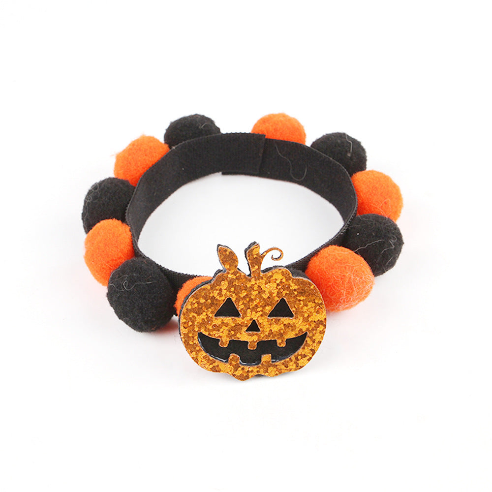 Skanto | Halloween Husdyrkrage – Justerbar Hund- og KattHals med Gresskar- og Hodeskalle-designs