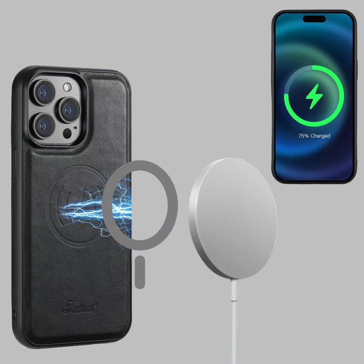 LuxCase lærveske med kortlomme og stativ – Passer for iPhone | Skanto