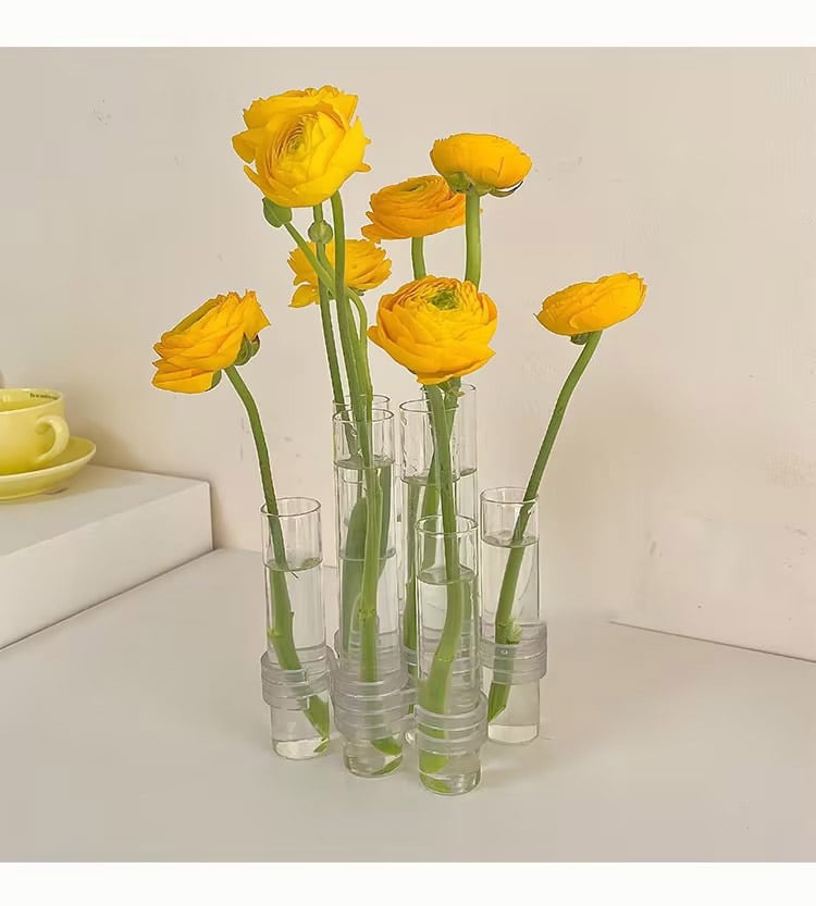 Skanto | Fleksible Blomster Vaser med Hengsler | Moderne Glassrør Vase