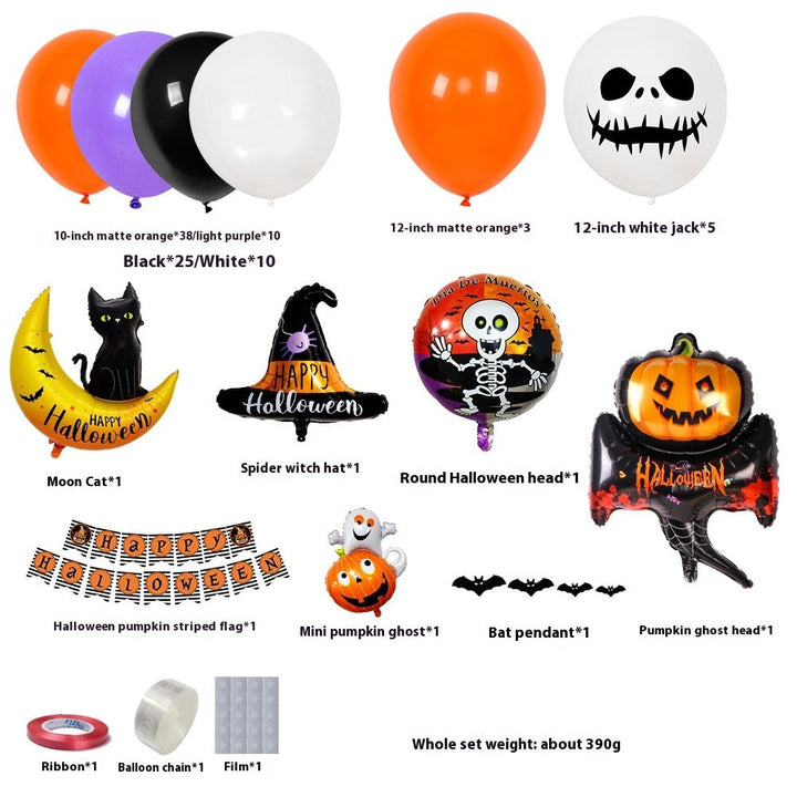 Skanto | Halloween Ballongssett – Svart Oransje Lilla med Gresskartrykk