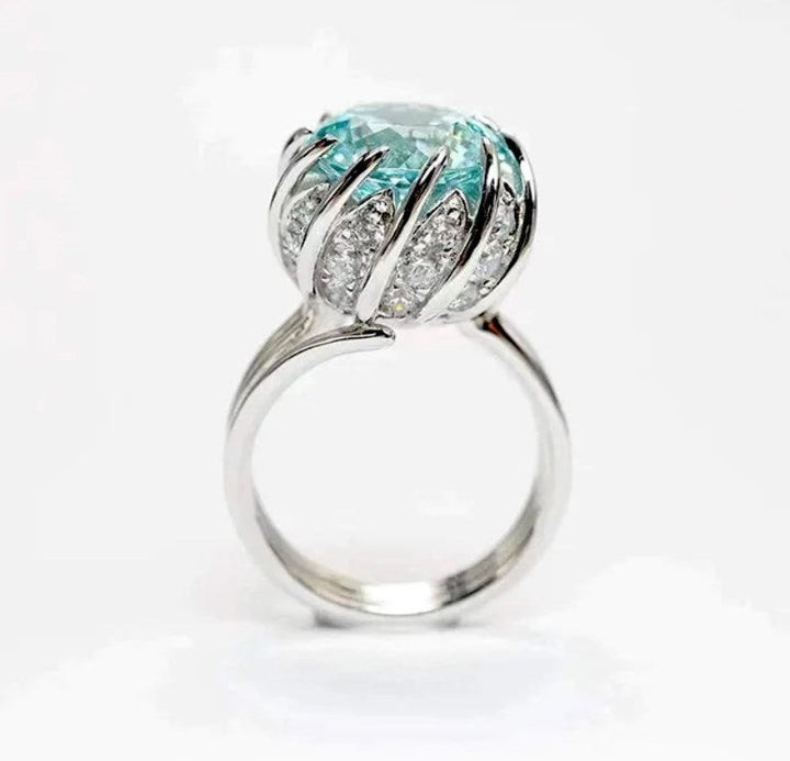 Skanto | 6 Karat Paraiba Blågrønn Lotus Diamant Ring