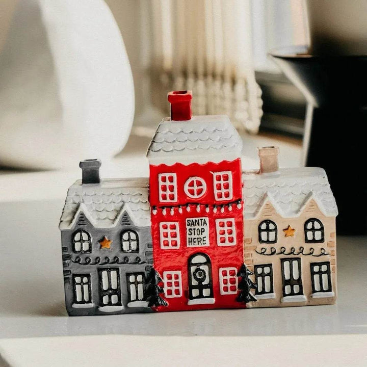 Skanto | Jule små hus dekorasjoner harpiksen vinter røkelse kjegle brenner dekorasjon landskap dekorativ gave