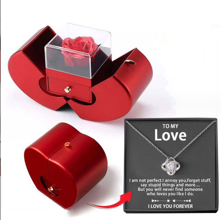 Skanto | Rose Apple Smykkeskrin™ | Med Evig Rose Halskjede.
