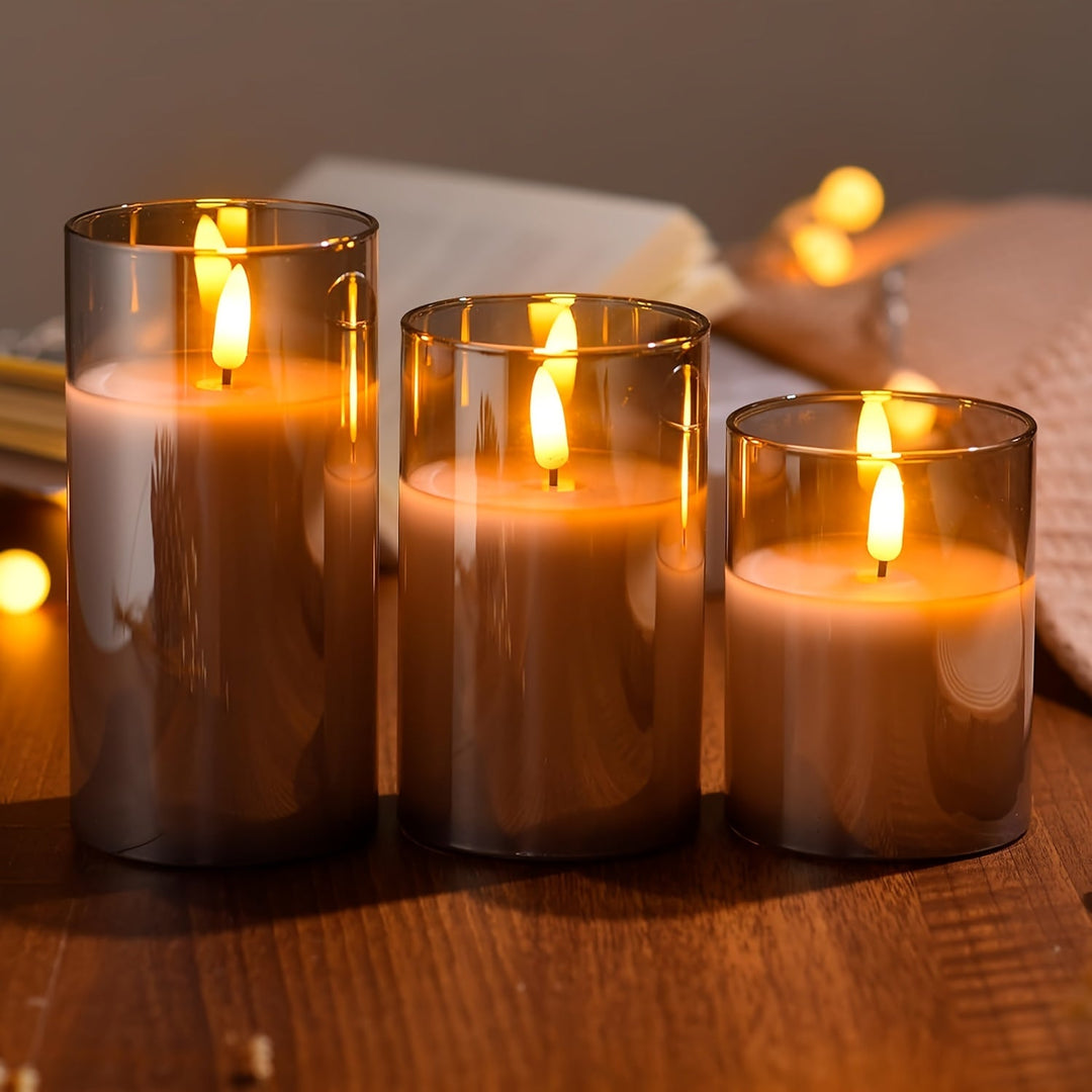 FlameFree LED Stearinlys Sett – Stilfull Ambient Belysning for Innendørs og Utendørs Skanto