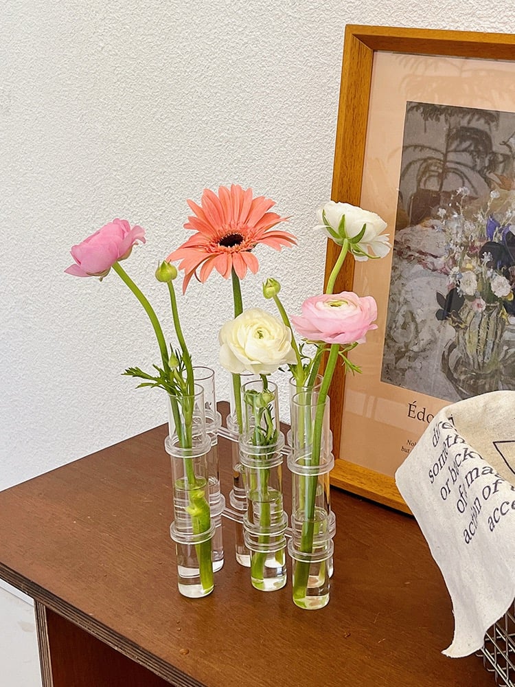 Skanto | Fleksible Blomster Vaser med Hengsler | Moderne Glassrør Vase
