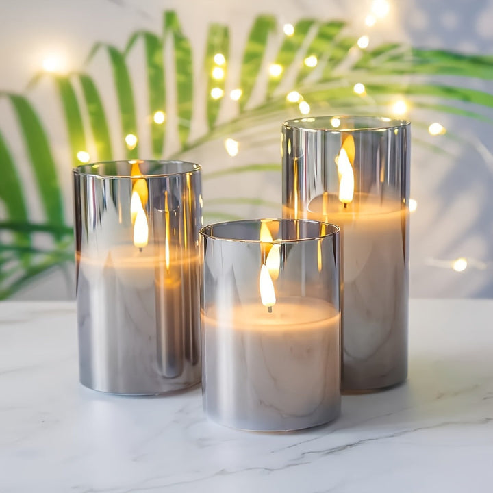 FlameFree LED Stearinlys Sett – Stilfull Ambient Belysning for Innendørs og Utendørs Skanto