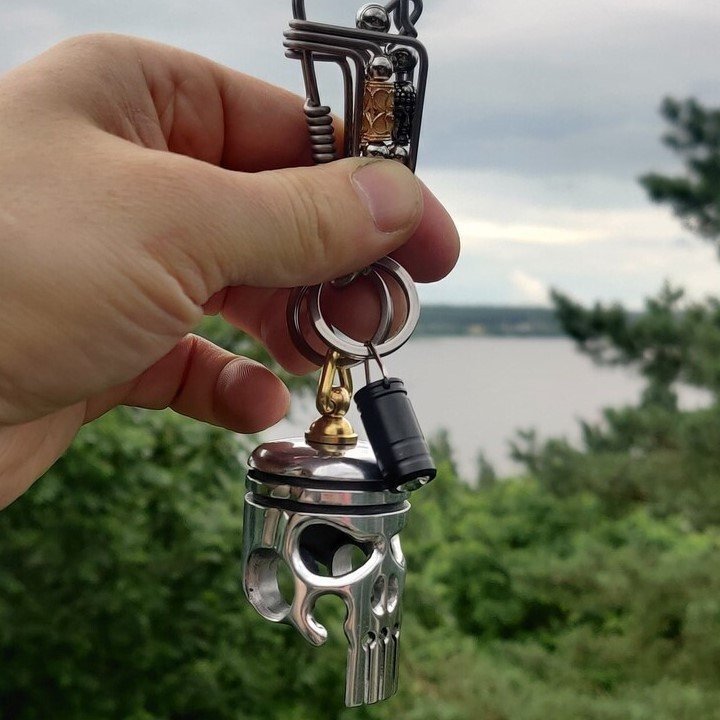 Skanto | Piston kunst hodeskalle nøkkelring [pendant/lommelykt/flaskeåpner]