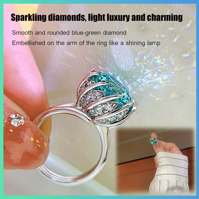 Skanto | 6 Karat Paraiba Blågrønn Lotus Diamant Ring