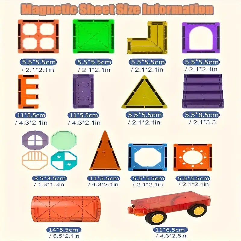 Norvo | Magnetix Magneto Track Blocks | Stimuler kreativitet - Magnetiske byggeklosser leketøy