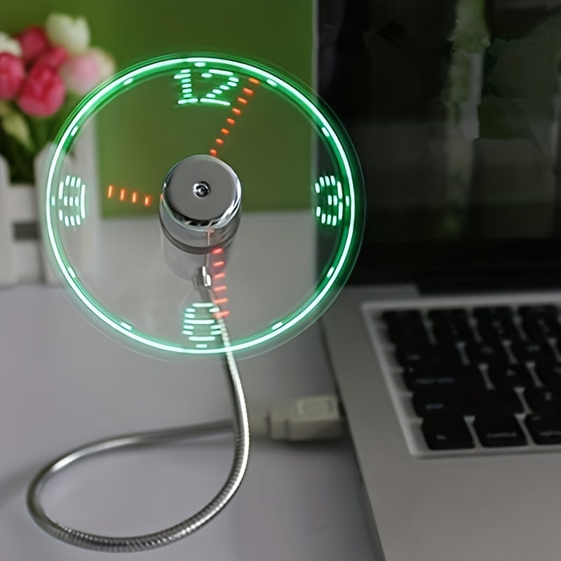 USB skrivebordsvifte med LED klokkevisning | Skanto