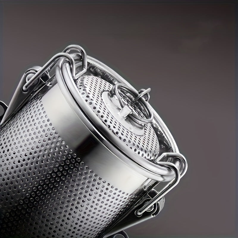 Skanto | Rustfritt stål krydder-infuser – Gjenbrukbart fint nett filter med forlenget kjede for løs te, urter og krydder – Ideell til matlaging, brygging og på kjøkkenet