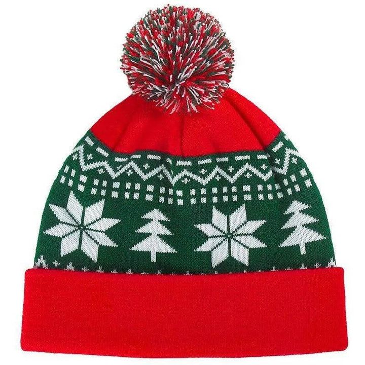 Skanto | Jacquard Jule Fluffy Ball Cap Termisk Hodecover Strikket Lue