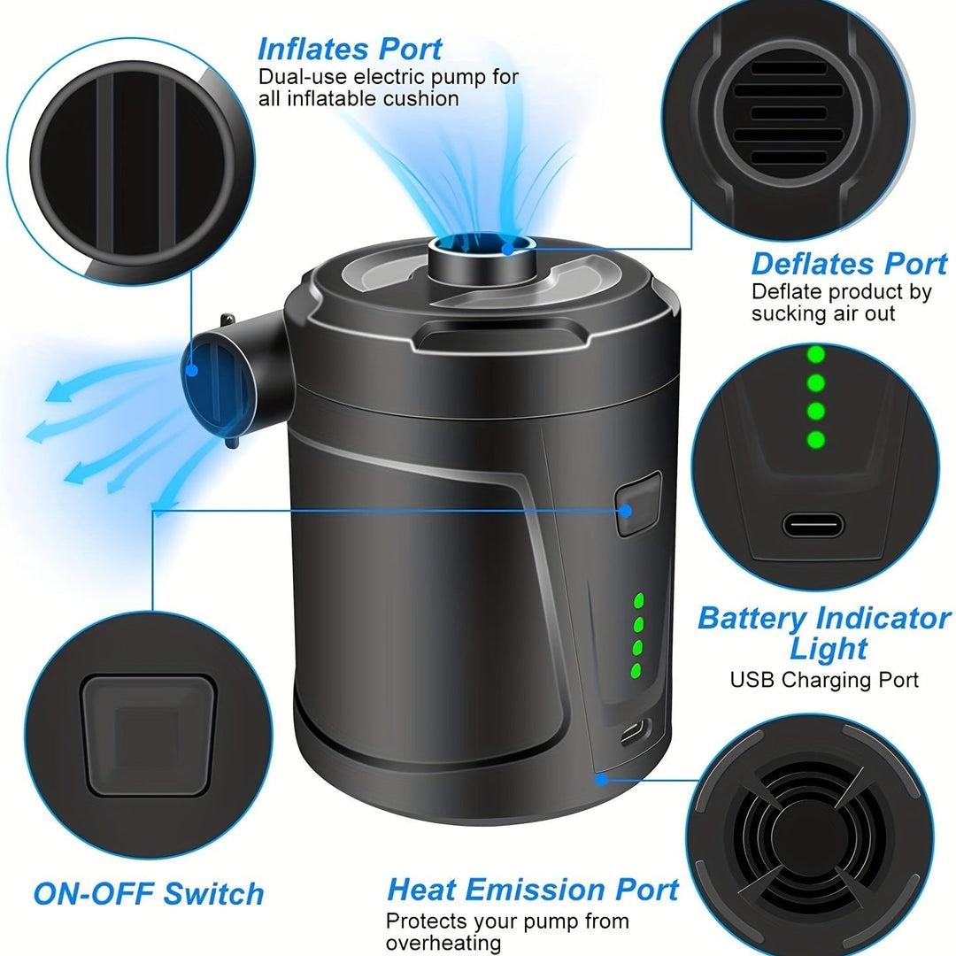 Skanto | Elektrisk Luftpumpe AirTrek Mini | USB Oppladbar & Trådløs | Kompakt & Robust | For Luftmadrasser & Utendørs