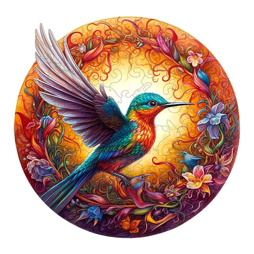 WoodenPuzzle – Trekunst med Flytende Kolibri Skålift