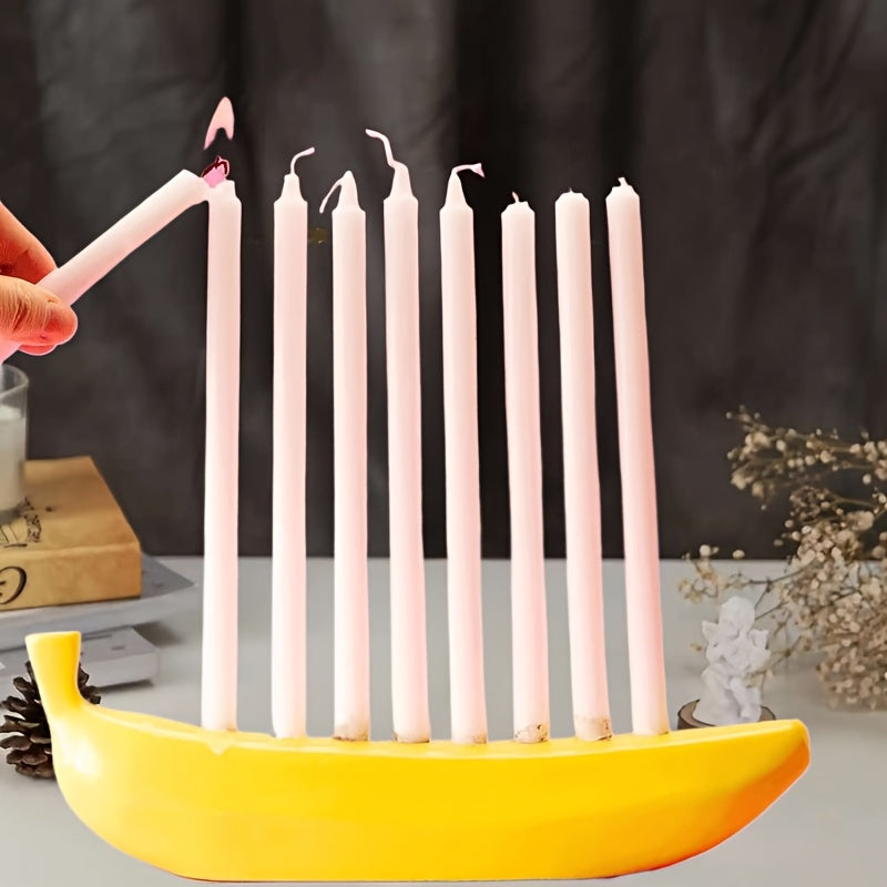 Skanto | Innovativ Keramisk Banan Dekorativ Lysestake - Morsom Lysestake for Hanukkah, Unik Banan Tema Lysestake for Enthusiaster, Fester, Hjemmelysing, Også Egnet for jul, Valentinsdag, Påske, Thanksgiving, Hanukkah Festival Gaver