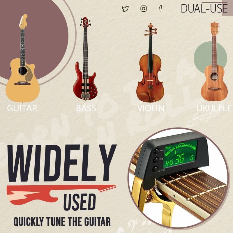 Skanto | DUAL-BRUK GITAR CAPO TUNER MED LCD-SKJERM