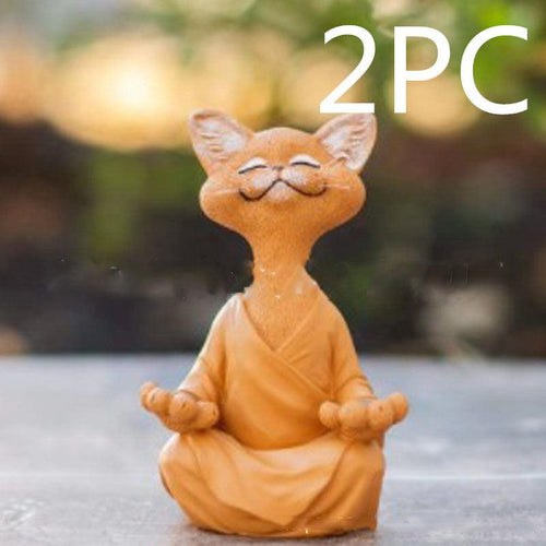 Skanto | Lekker svart Buddha katt figur meditasjon yoga samleobjekt glad katt dekor hjem hagedekorasjon hageornament