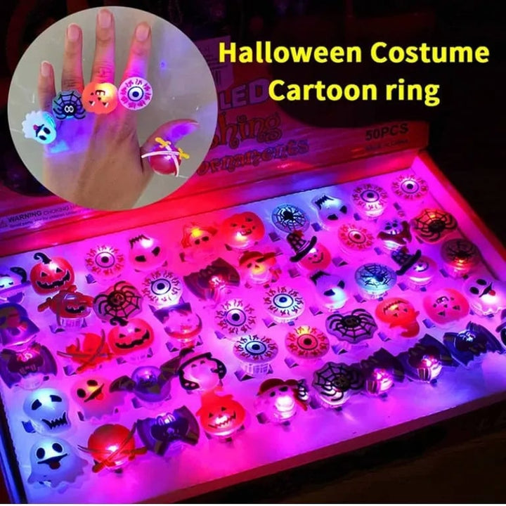 Skanto | LED Lyskilde Halloween Glødende Ring - Sett med 50stk