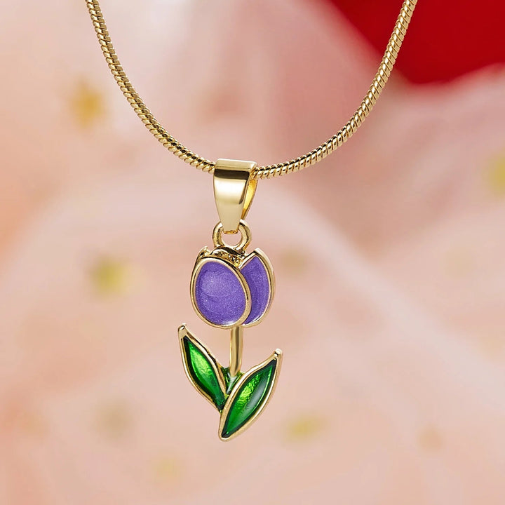 Skanto | Feminine Floral Tulip Armbånd og Halskjede Sett