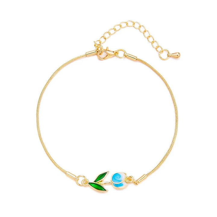 Skanto | Feminine Floral Tulip Armbånd og Halskjede Sett