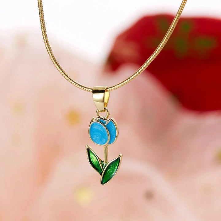 Skanto | Feminine Floral Tulip Armbånd og Halskjede Sett