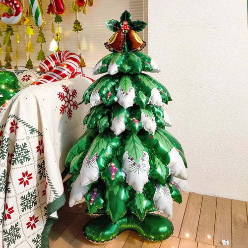 Skanto | Festive Standing Christmas Tree Balloon – Shimmering Aluminum Film Decoration for Holiday Parties & Cheerful Home Decoration