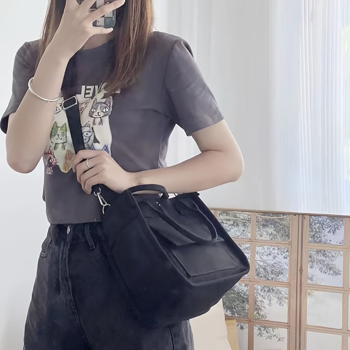 Skanto | UrbanEase Canvas Slingbag – Hvit skulderveske med magnetlås og justerbar stropp