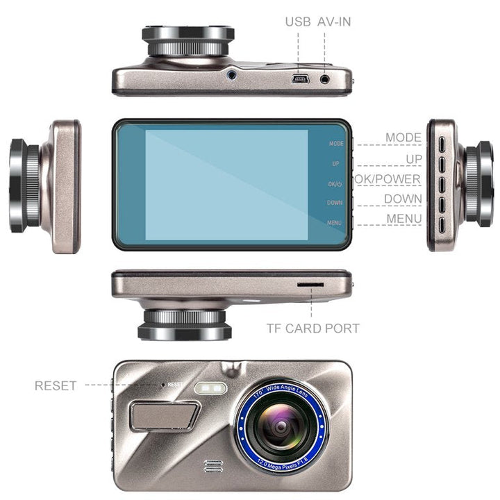 Skanto | Dashcam DuoView 1080P – Front og Bak Bilde med Natt Sikt og Bevegelsesdeteksjon