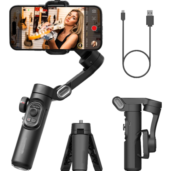Skanto | Håndholdt smarttelefon stabilisator med 3-akset gimbal og gestkontroll