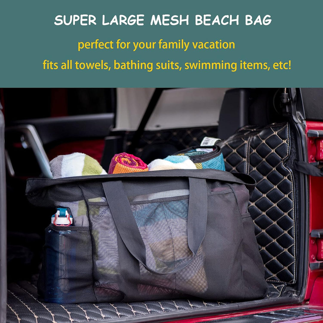 Ekstra stor mesh strandbag med glidelås – Sandfri carryall | Skanto