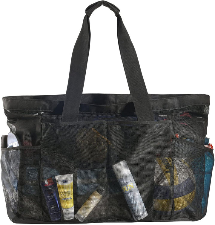 Ekstra stor mesh strandbag med glidelås – Sandfri carryall | Skanto