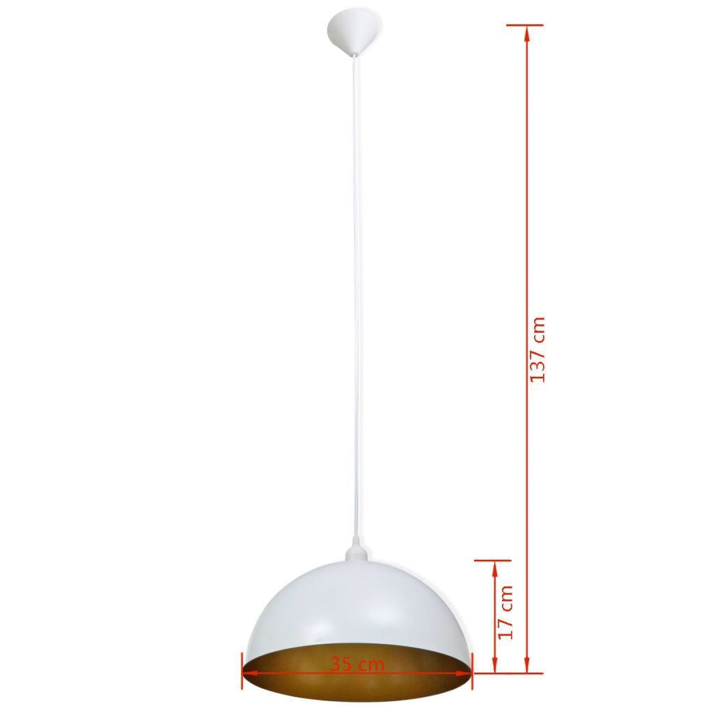 Sett med 2 halvkuleformede hvite taklamper