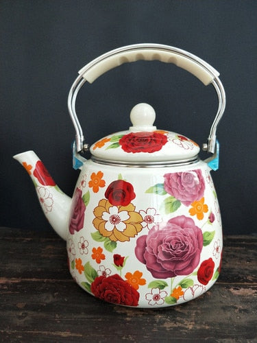 Flat Bottom Round Emaljekanne Blomsterkanne Melk Hjem Kanne | Skanto
