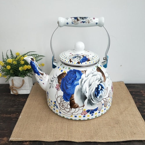 Flat Bottom Round Emaljekanne Blomsterkanne Melk Hjem Kanne | Skanto