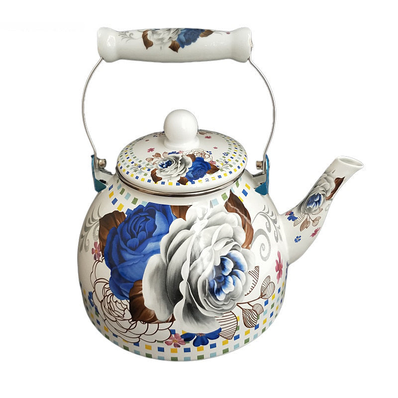 Flat Bottom Round Emaljekanne Blomsterkanne Melk Hjem Kanne | Skanto