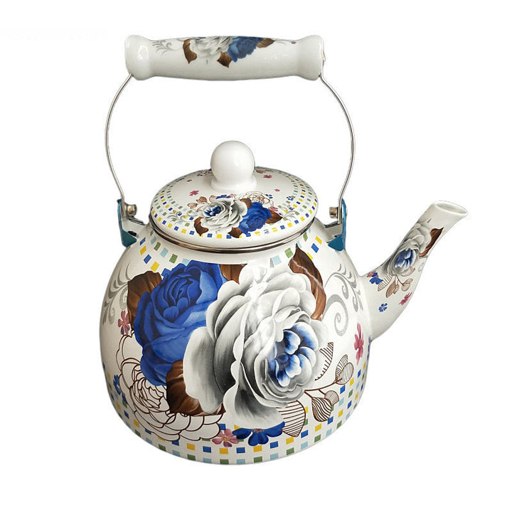 Flat Bottom Round Emaljekanne Blomsterkanne Melk Hjem Kanne | Skanto