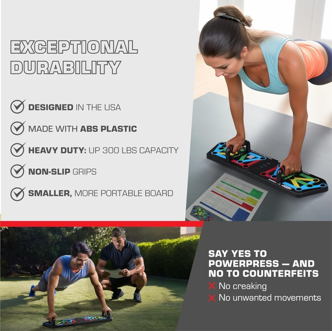 Flexifit Faltbares Liegestütz-Trainingsbrett – Über 30 farbcodierte Positionen – Ganzkörper-Krafttraining – Brust-, Arm- og Schultertraining