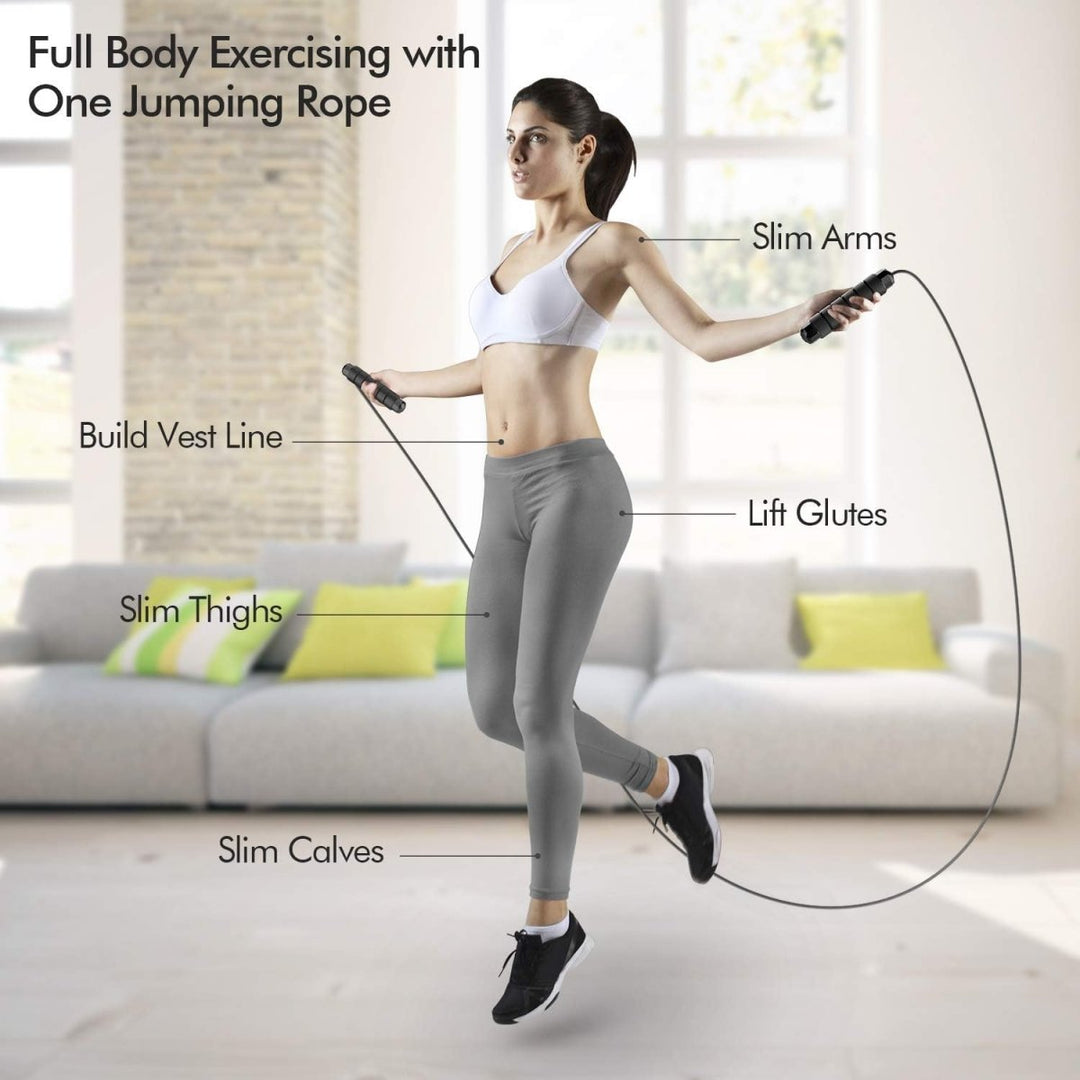 Flexijump Verstellbares Springseil – Verwicklungsfreies Speed-Springseil – Cardio-, Gewichtsabnahme- og Koordinationstrening – Komfortabel Schaumstoffgriffe