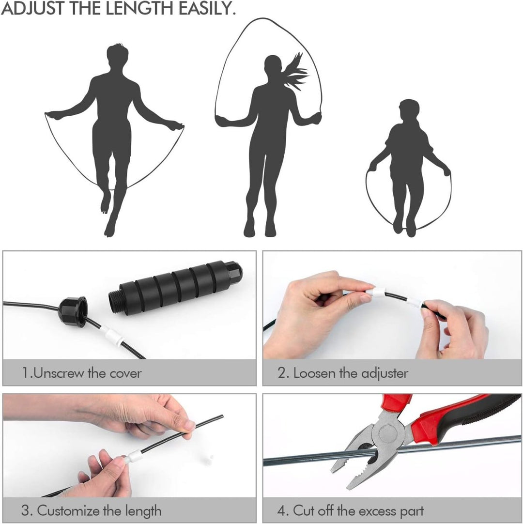 Flexijump Verstellbares Springseil – Verwicklungsfreies Speed-Springseil – Cardio-, Gewichtsabnahme- og Koordinationstrening – Komfortabel Schaumstoffgriffe