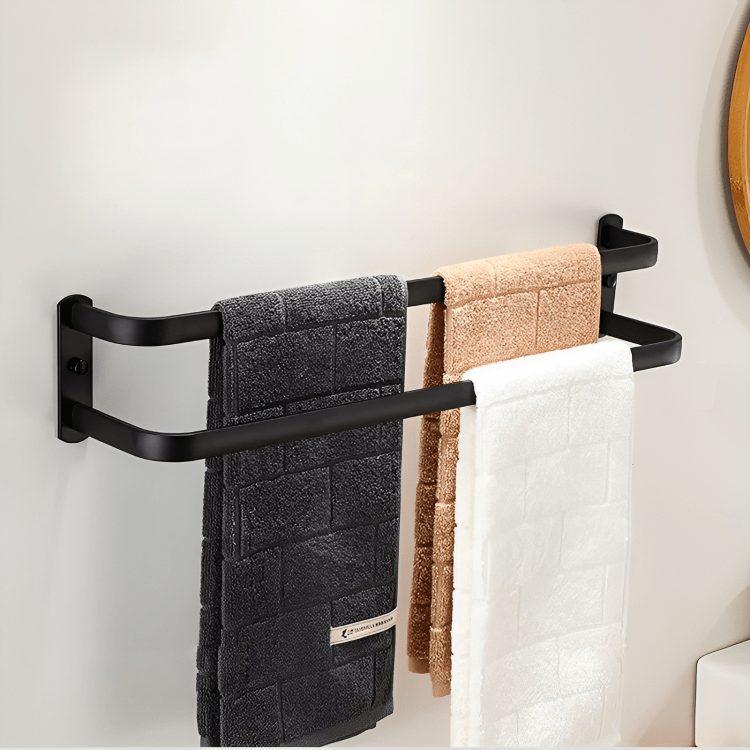 Skanto | FlexRack – Veggmontert Aluminium Baderomsregal med 3 Tverrbjelker