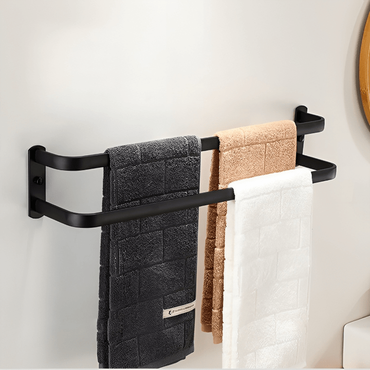 Skanto | FlexRack – Veggmontert Aluminium Baderomsregal med 3 Tverrbjelker