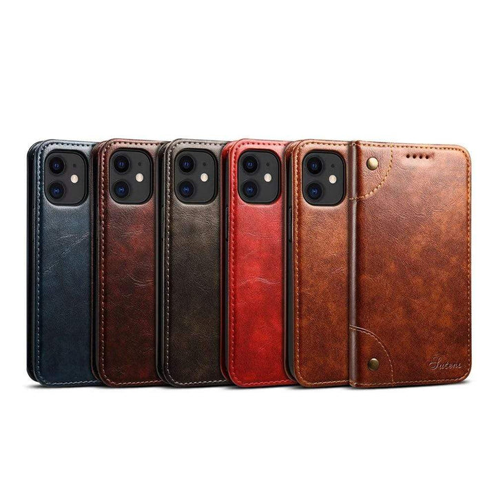 Skanto | Dekke Ekte skinn Lommebok Etui for iPhone 12
