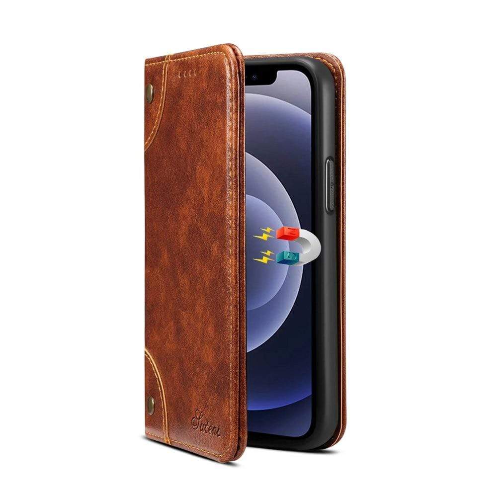Skanto | Dekke Ekte skinn Lommebok Etui for iPhone 12