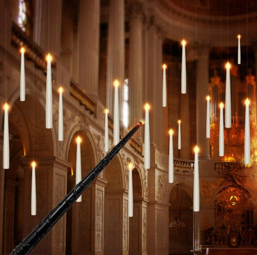 Skanto | Magiske Flytende Stearinlys med Tryllestav – Flammefri LED Lys til Halloween & Jul