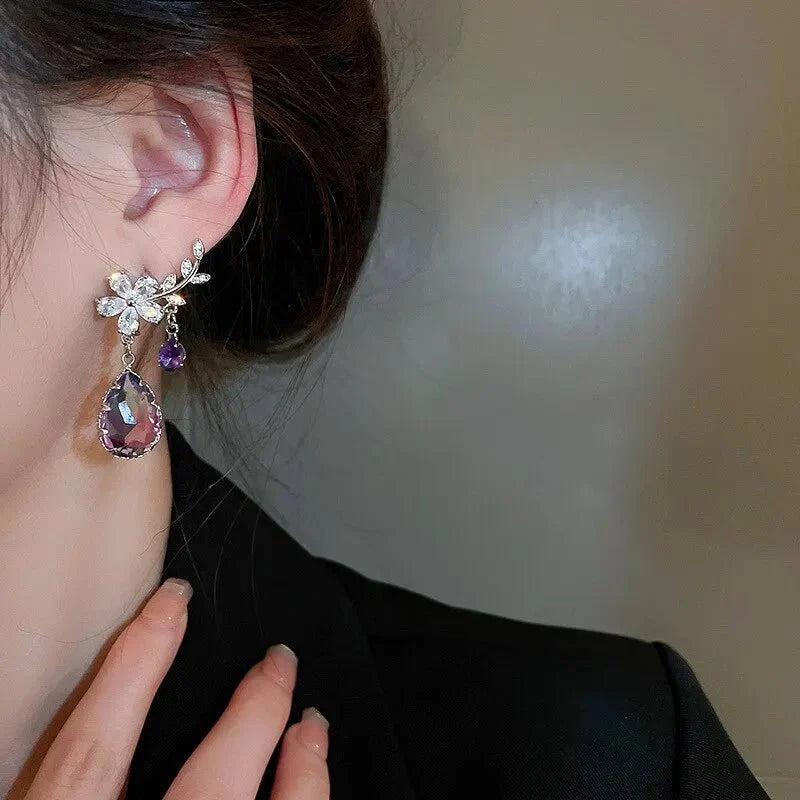 Skanto | Blomstrete Amethyst Vanndråpe Øredobber