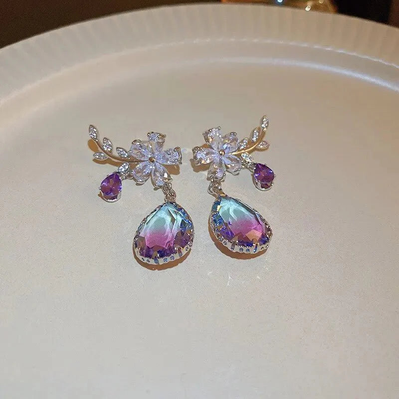 Skanto | Blomstrete Amethyst Vanndråpe Øredobber
